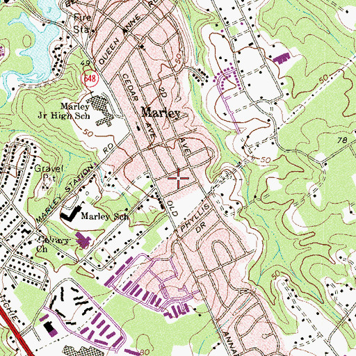 Topographic Map of Marwood, MD