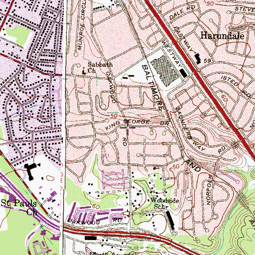 Topographic Map of Oakwood Manor, MD