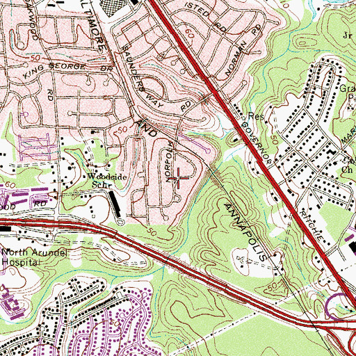 Topographic Map of Oakwood Park, MD