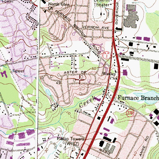 Topographic Map of Rippling Ridge, MD