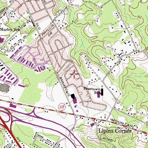 Topographic Map of Sun Valley, MD