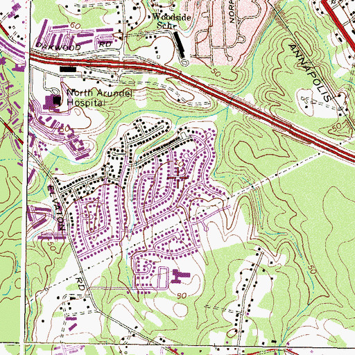 Topographic Map of The Highlands, MD