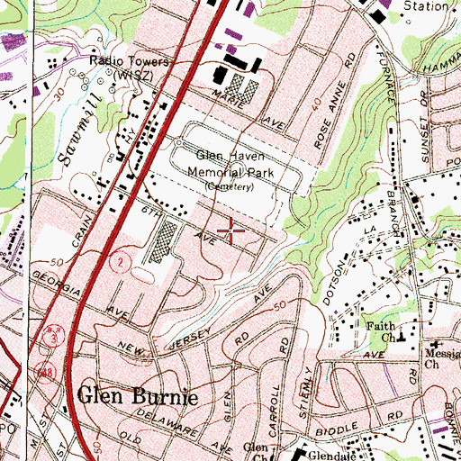 Topographic Map of Timberline, MD