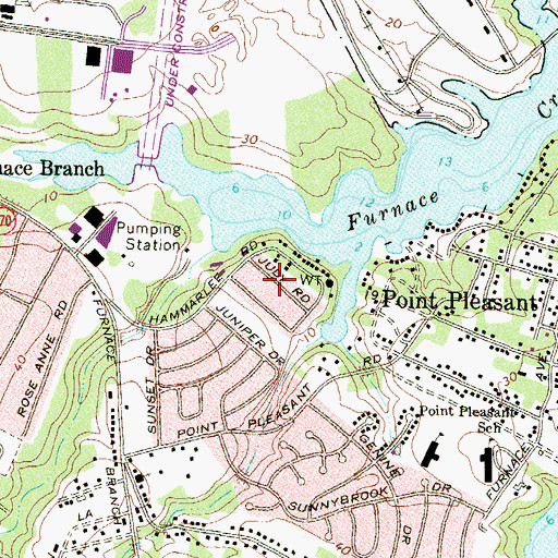 Topographic Map of Twin Cove, MD