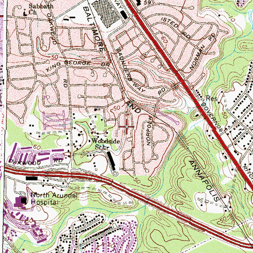 Topographic Map of Twin Ridge, MD