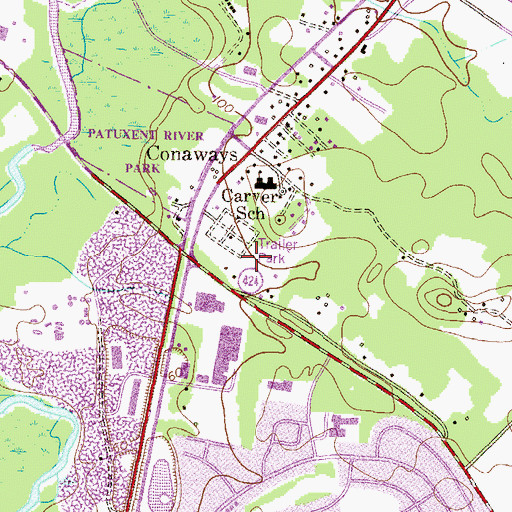 Topographic Map of Amberfield, MD
