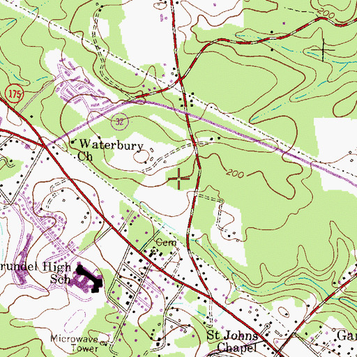 Topographic Map of Arundel Acres, MD