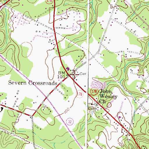 Topographic Map of Baldwin Memorial United Methodist Church, MD