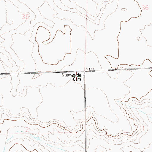 Topographic Map of Sunnyside Cemetery, CO
