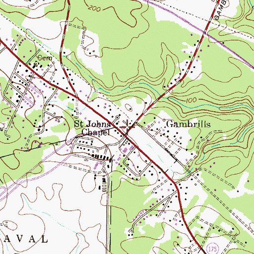 Topographic Map of Gambrills Post Office, MD