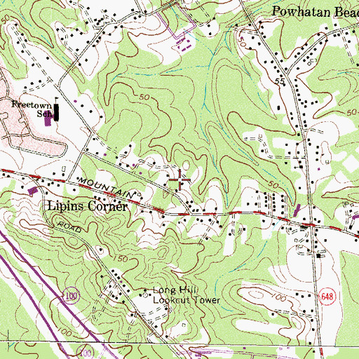 Topographic Map of Powhatan Village, MD