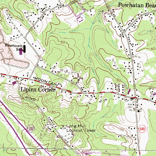 Topographic Map of Powhatan Village, MD