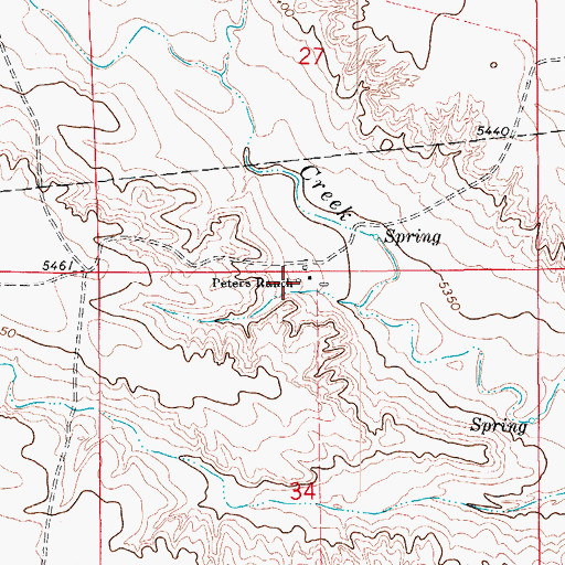 Topographic Map of Peters Ranch, CO