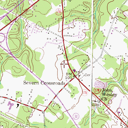 Topographic Map of Shawnee Estates, MD