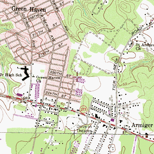 Topographic Map of Turf Valley, MD