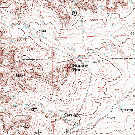 Topographic Map of Squaw Rock, CO
