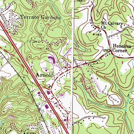 Topographic Map of Arnold-Asbury United Methodist Church, MD