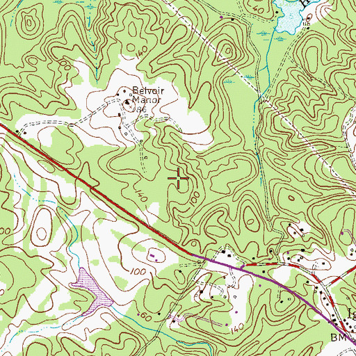 Topographic Map of Belvoir Farms, MD