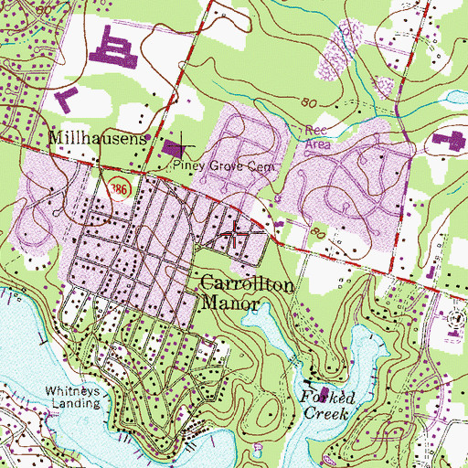 Topographic Map of Bendale, MD