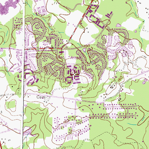 Topographic Map of Brightview Woods, MD