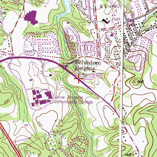 Topographic Map of College Parkway Baptist Church, MD