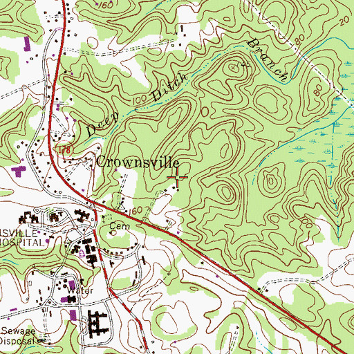 Topographic Map of Cranberry Woods, MD