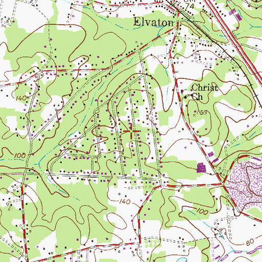 Topographic Map of Elvaton Acres, MD