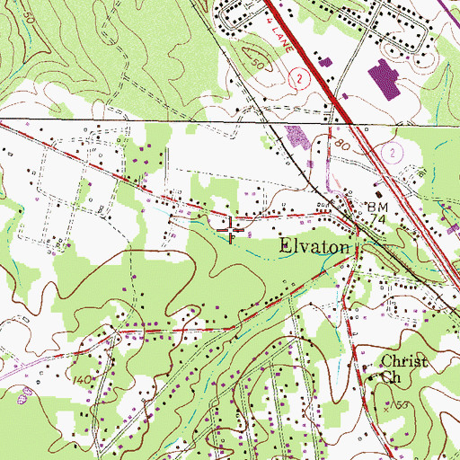 Topographic Map of Elvaton Baptist Church, MD
