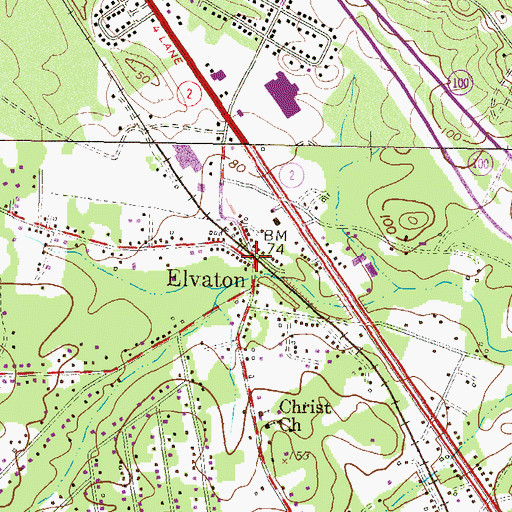 Topographic Map of Elvaton Station (historical), MD