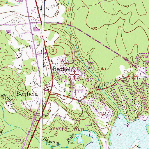 Topographic Map of Hillendale, MD
