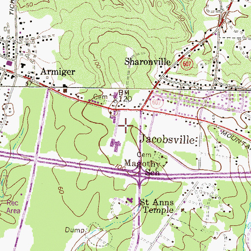 Topographic Map of Jacobsville Elementary School, MD