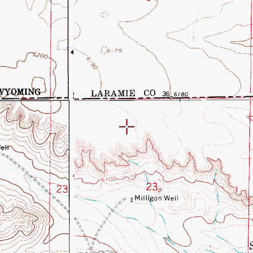 Topographic Map of Milligon Well, CO