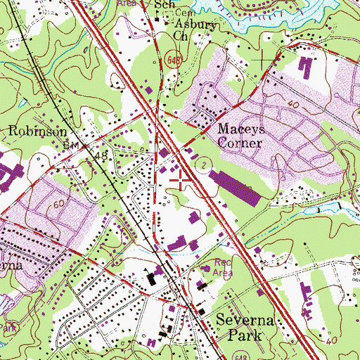 Topographic Map of Lochmanns Plaza Shopping Center, MD