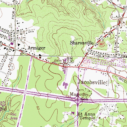 Topographic Map of Magothy Cemetery, MD