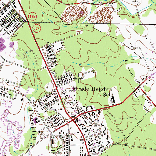 Topographic Map of Meade Heights, MD
