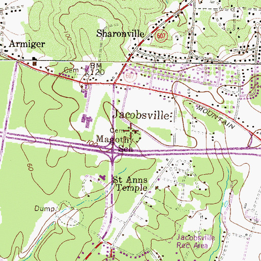 Topographic Map of Mount Zion Cemetery, MD