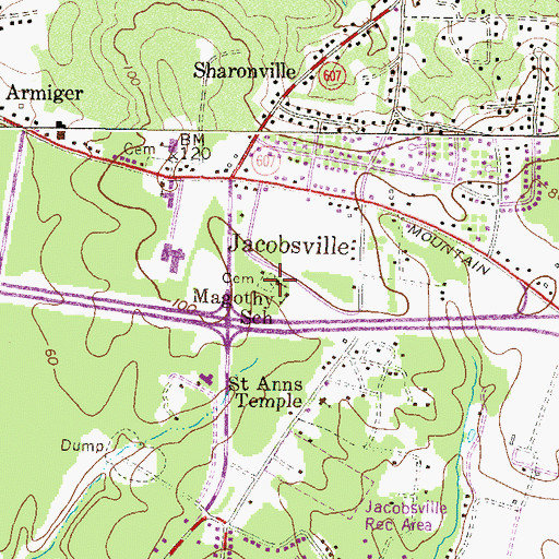 Topographic Map of Mount Zion United Methodist Church, MD