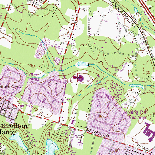 Topographic Map of Oak Hill Elementary School, MD