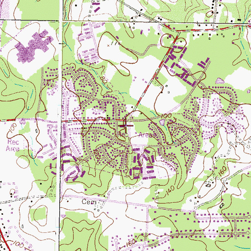 Topographic Map of Old Mill Plaza Shopping Center, MD