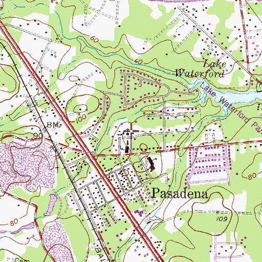 Topographic Map of Pasadena Assembly of God Church, MD