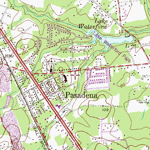 Topographic Map of Pasadena Elementary School, MD
