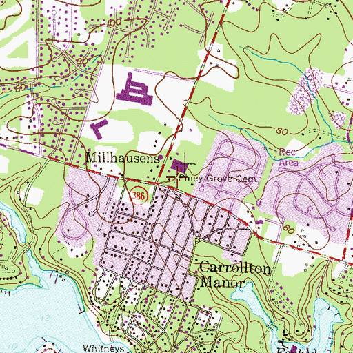 Topographic Map of Piney Grove Methodist Church (historical), MD