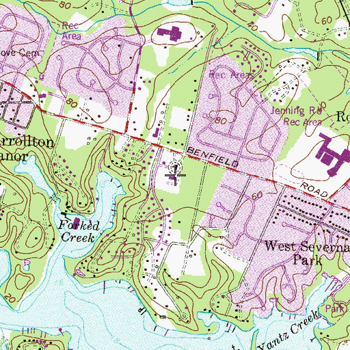 Topographic Map of Saint Martins-in-the-Field Episcopal Church, MD