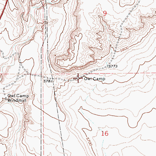 Topographic Map of Owl Camp, CO