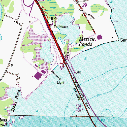 Topographic Map of Sandy Point Ferry Terminal (historical), MD
