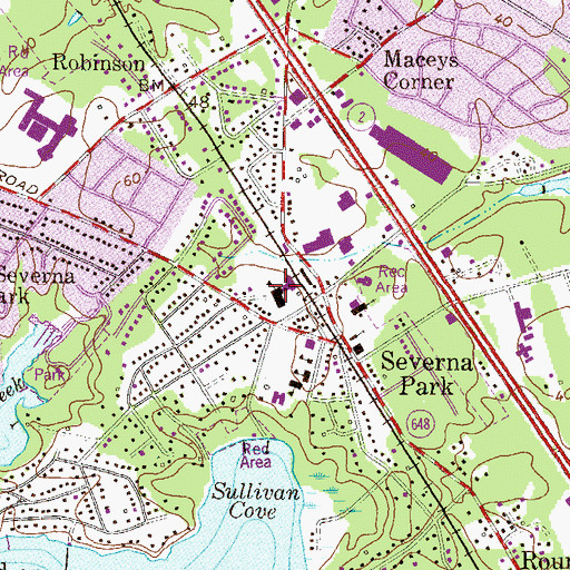 Topographic Map of Severna Park Elementary School, MD