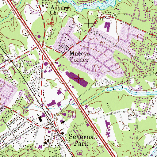 Topographic Map of Severna Park Mall Shopping Center, MD