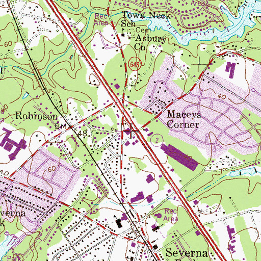 Topographic Map of Severna Park Post Office, MD