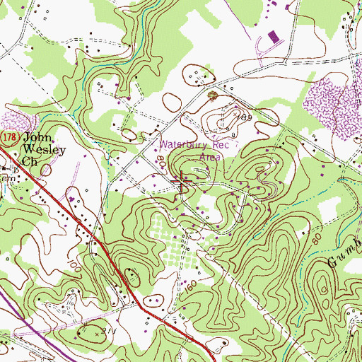 Topographic Map of Waterbury Heights, MD