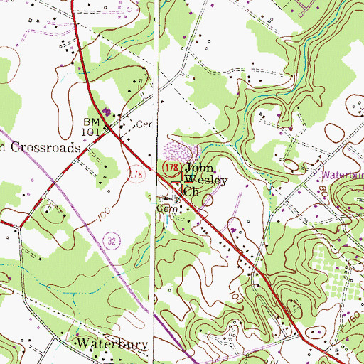 Topographic Map of Waterbury School (historical), MD